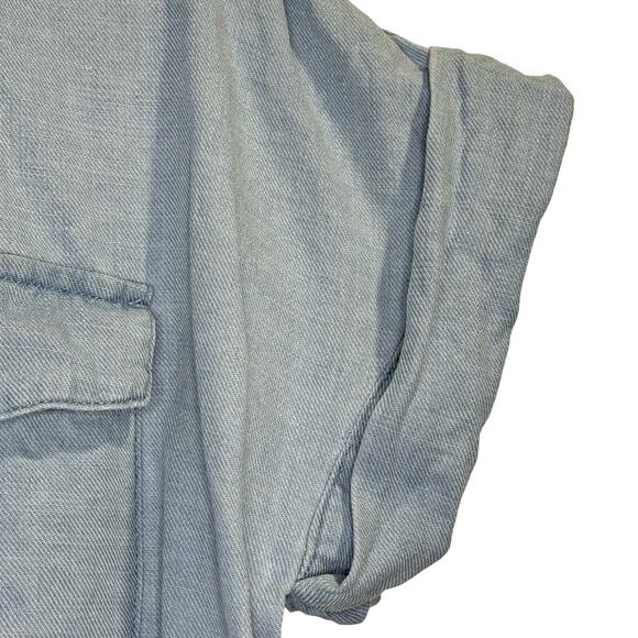 J.Jill Denim Short Sleeve Button Top Size M - Picture 4 of 9